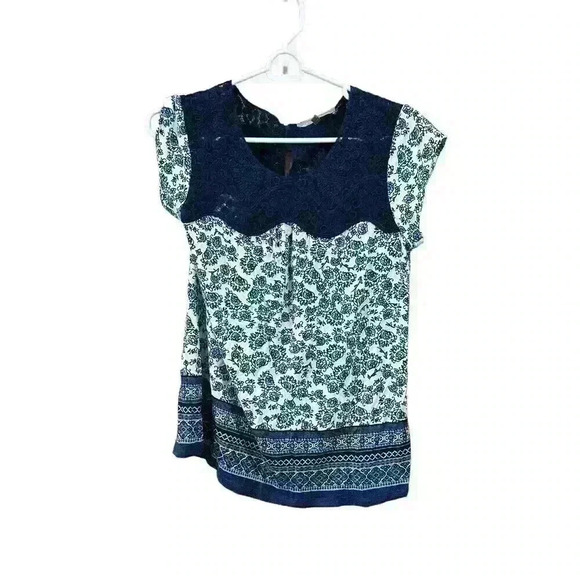 Daniel Rainn Womens Shirt Small Blue Lace Embroidery Boho Blouse - Picture 1 of 8